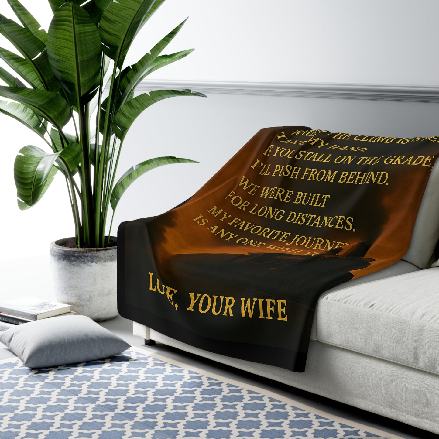 To My Husband - Warmth of Love Sherpa Fleece Blanket Design 01