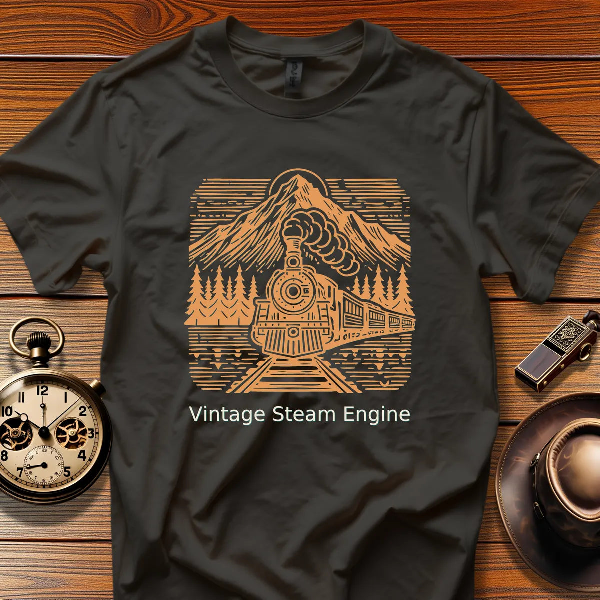 Vintage Steam Locomotive Art - Midnight Limited (Design 08) | Retro Railroad T-Shirt