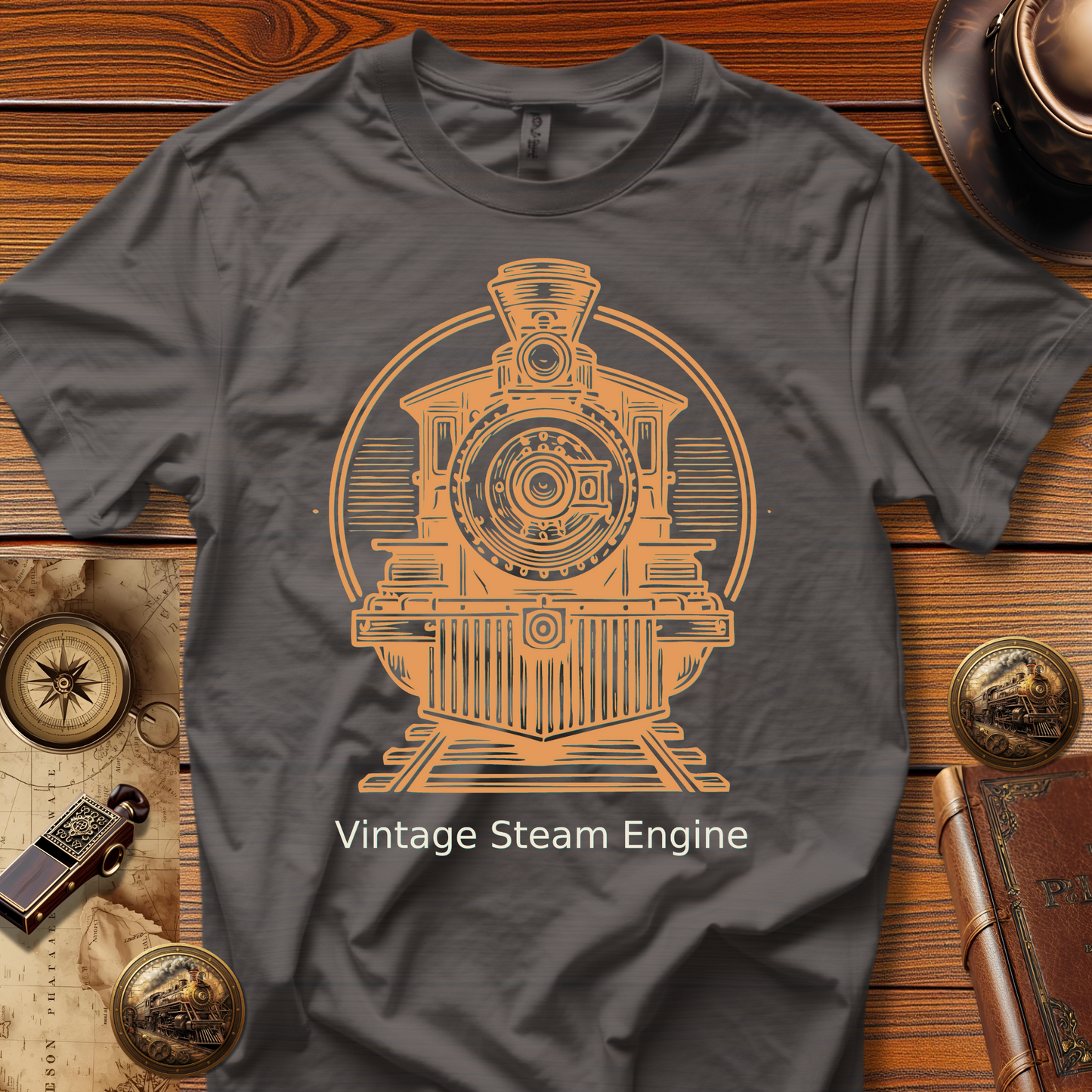 Vintage Steam Locomotive Art - Pine Valley (Design 26B) | Retro Railroad T-Shirt