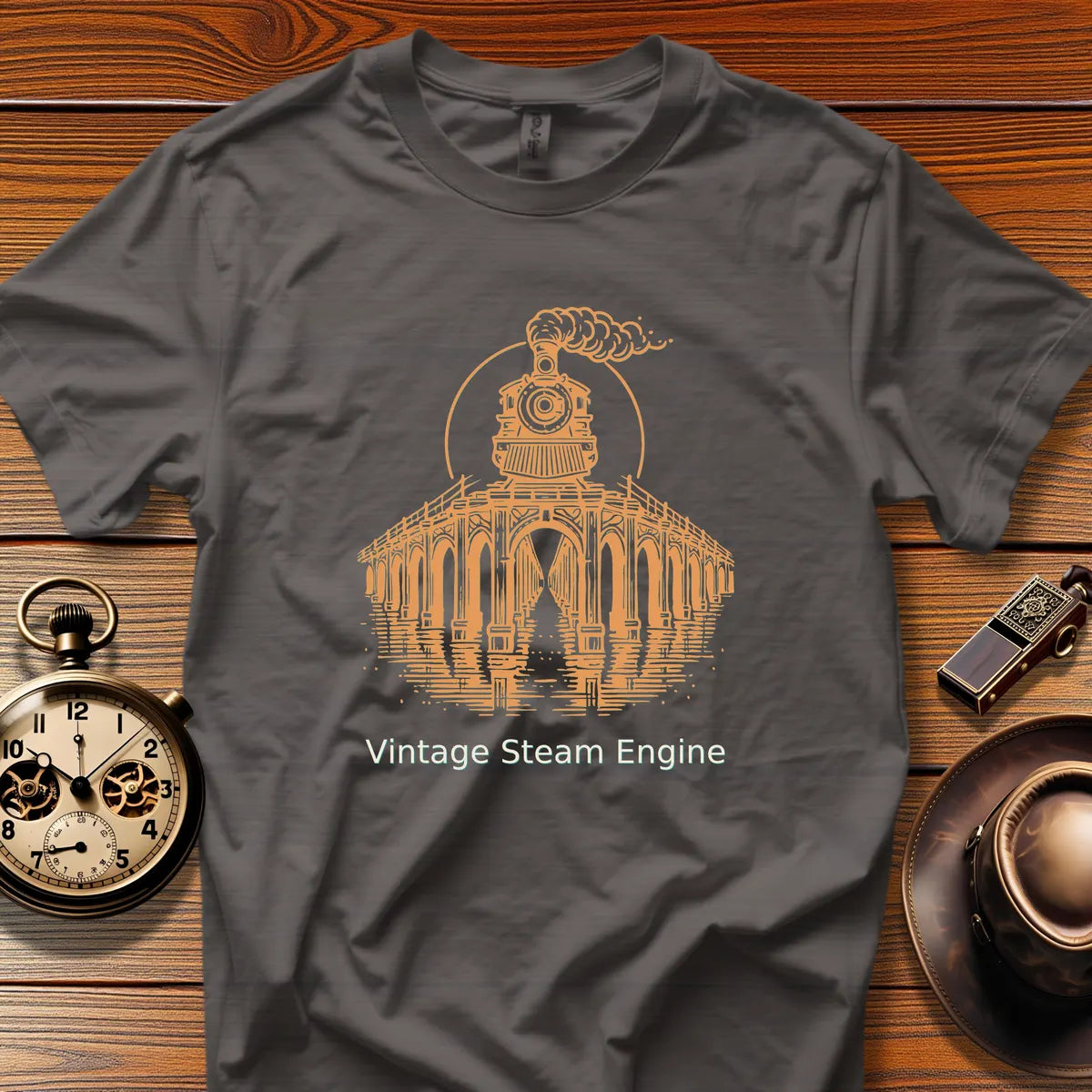 Vintage Steam Locomotive Art - Harbor Switcher (Design 11) | Retro Railroad T-Shirt