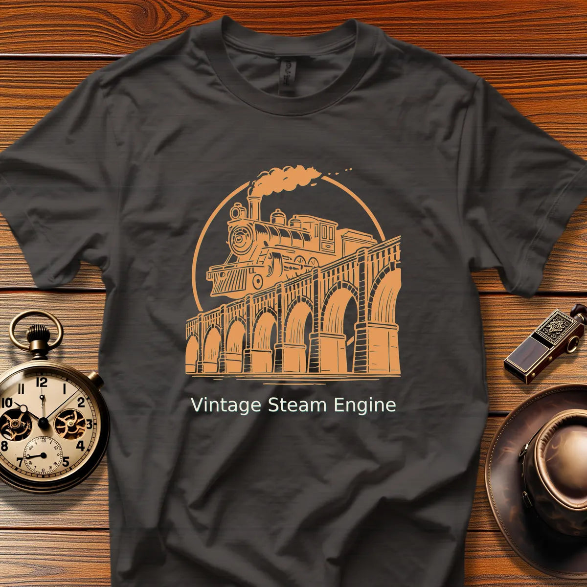 Vintage Steam Locomotive Art - Riverbend Express (Design 04) | Retro Railroad T-Shirt