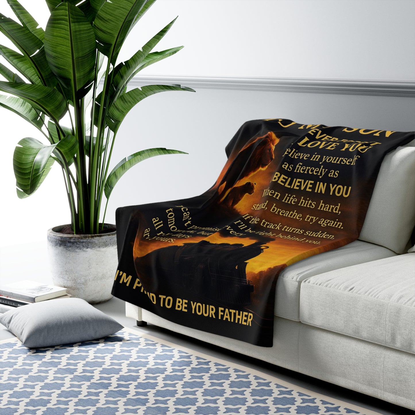 To My Son - Warmth of Love Sherpa Fleece Blanket Design 02
