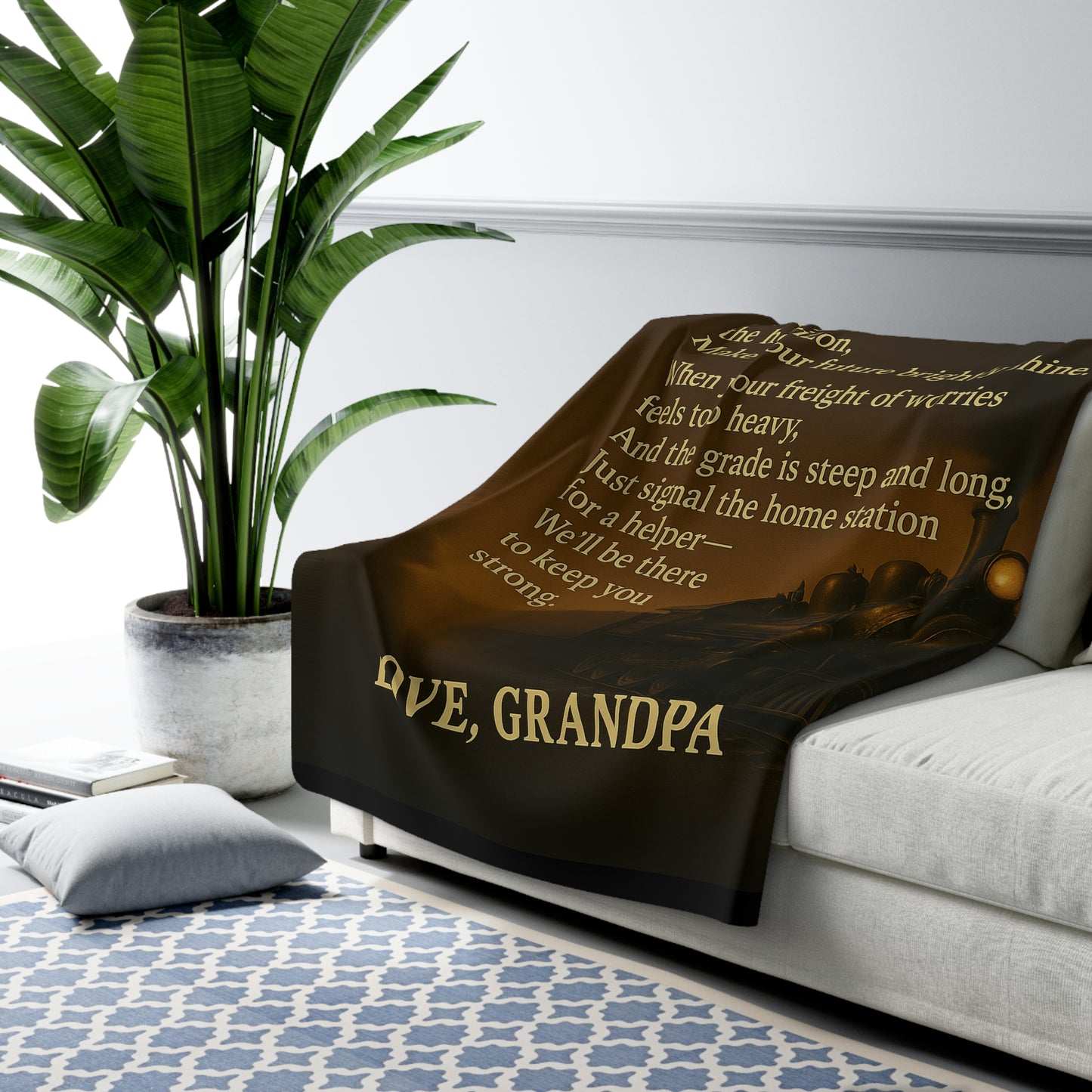 To My Grandson from Grandpa - Warmth of Love Sherpa Fleece Blanket Design 01