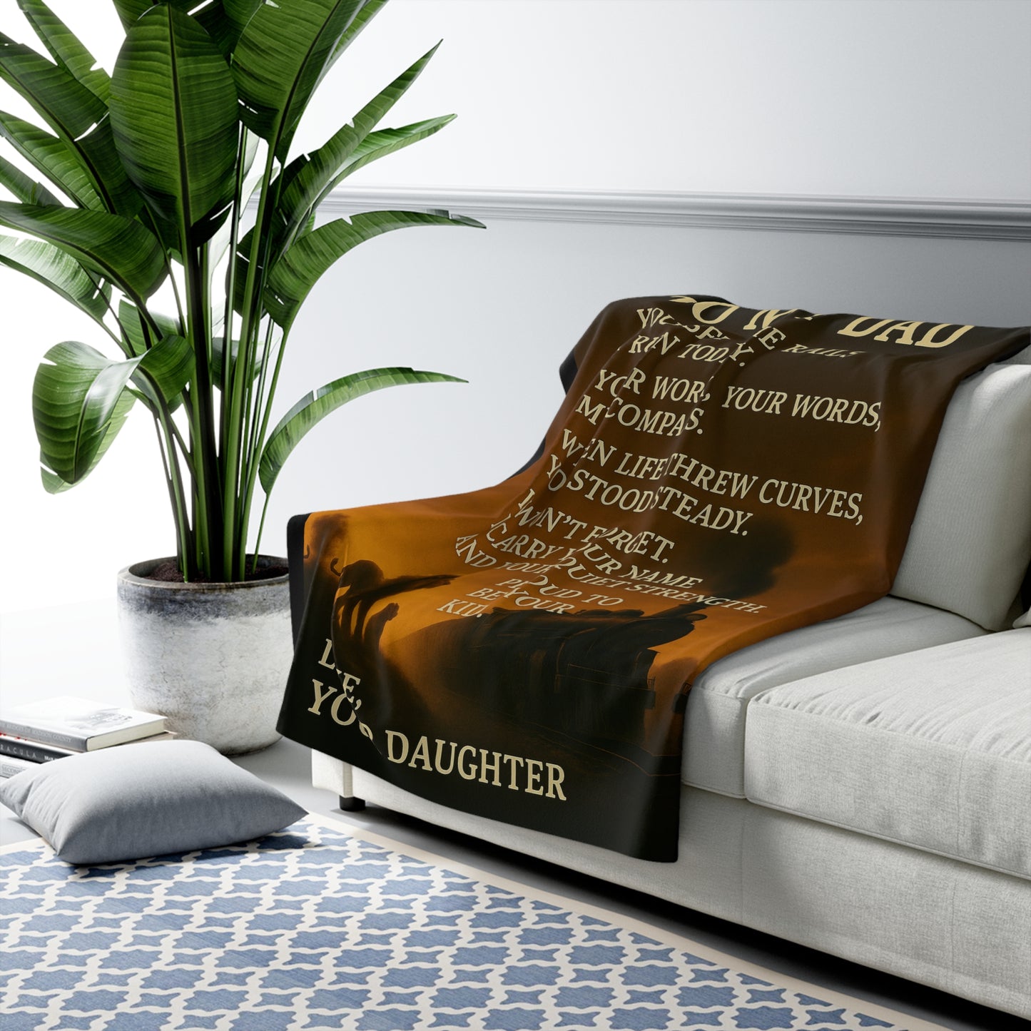 To My Dad from Daughter - Warmth of Love Sherpa Fleece Blanket Design 01