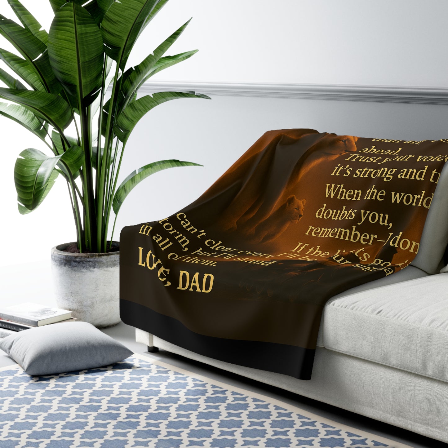 To My Daughter from Dad - Warmth of Love Sherpa Fleece Blanket Design 01