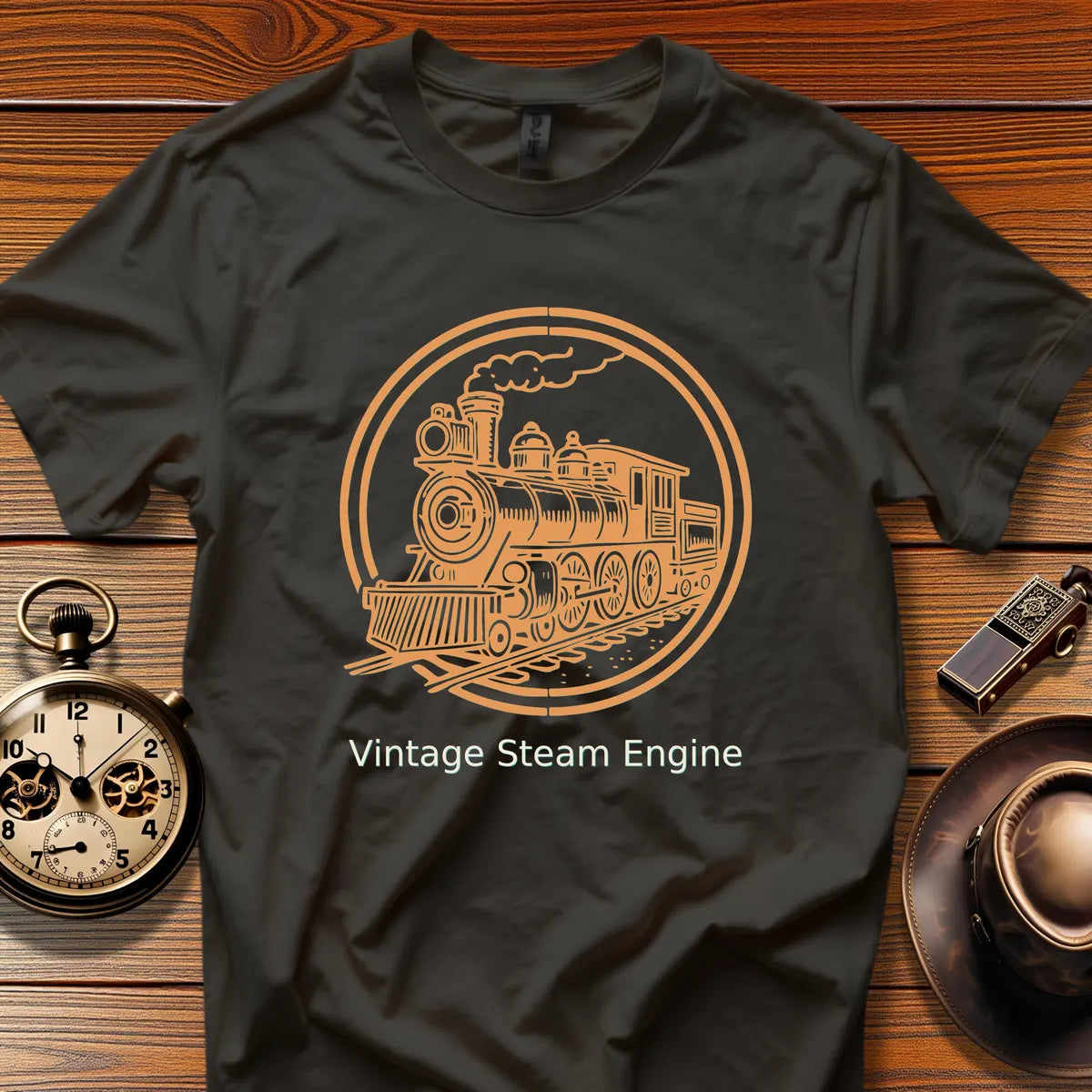 Vintage Steam Locomotive Art - Redrock Express (Design 14) | Retro Railroad T-Shirt