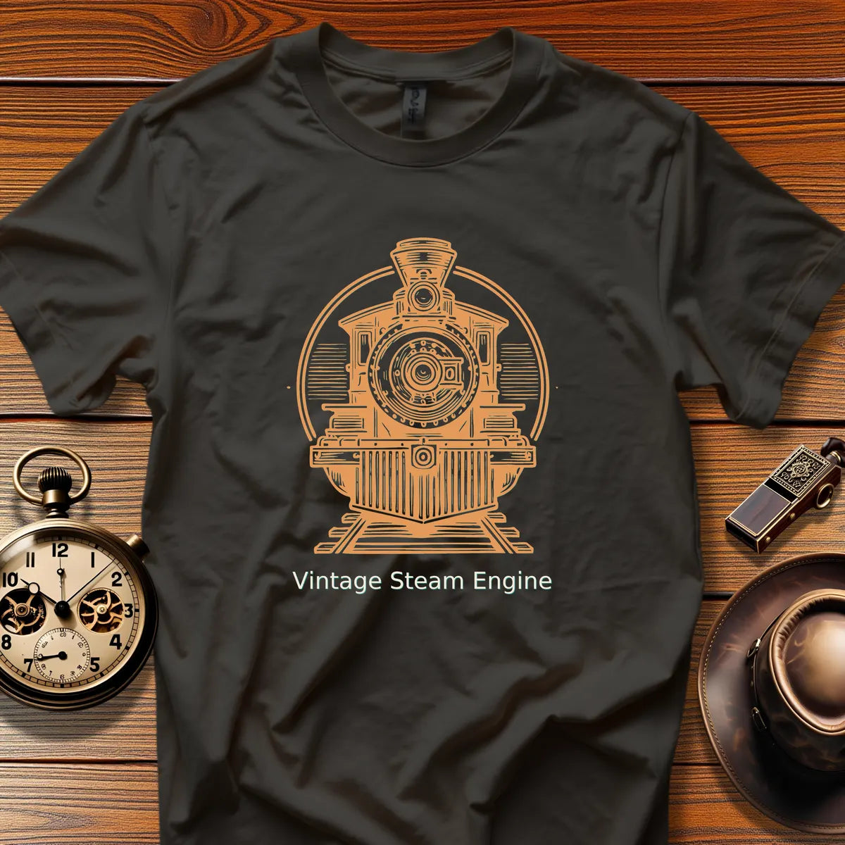 Vintage Steam Locomotive Art - Pine Valley (Design 26) | Retro Railroad T-Shirt
