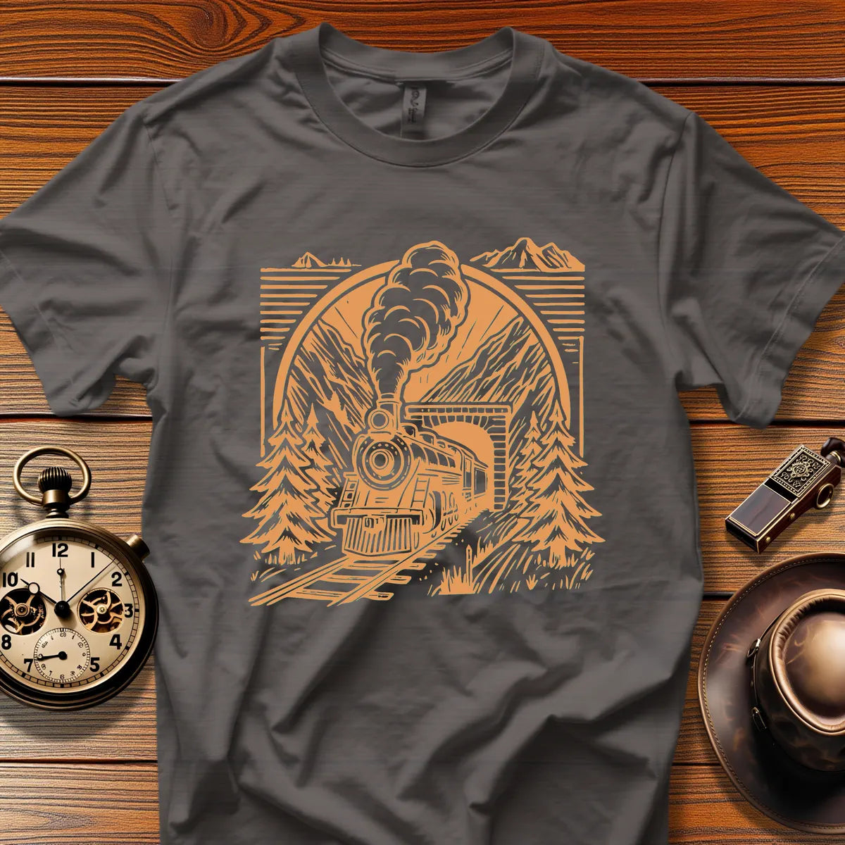 Roundhouse Crew - Mountain Crest (Design 12) | Retro Railroad T-Shirt