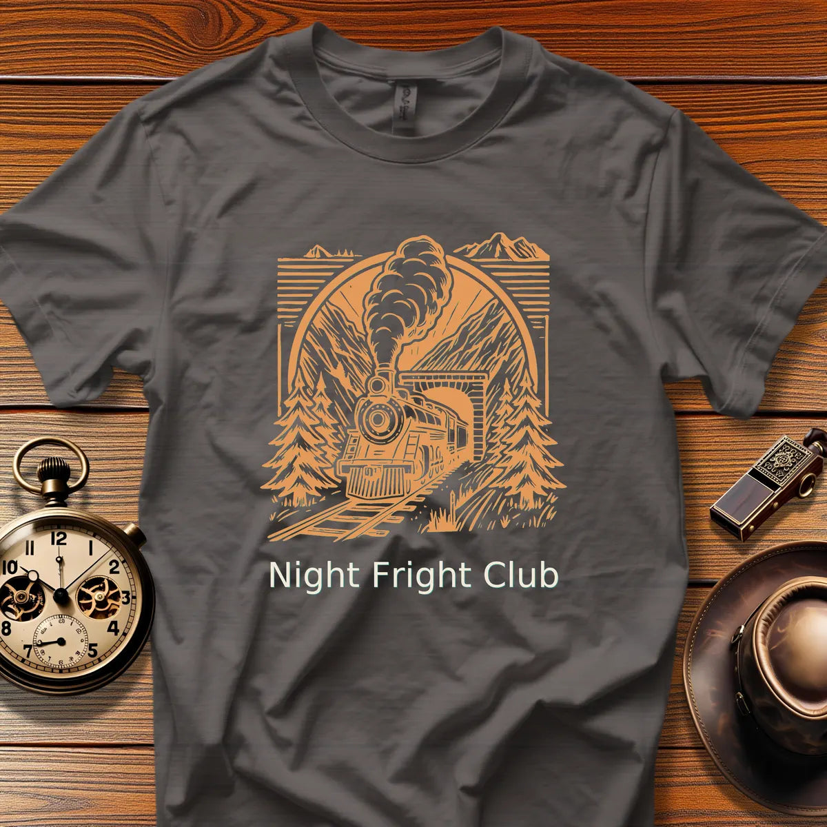 Night Fright Club - Mountain Crest (Design 12) | Retro Railroad T-Shirt