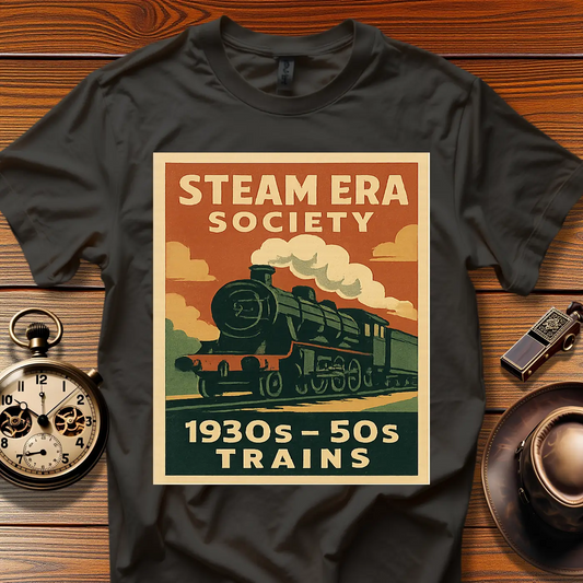 Steam Era Society™ Vintage Train Tee (1930s–50s) Design 01