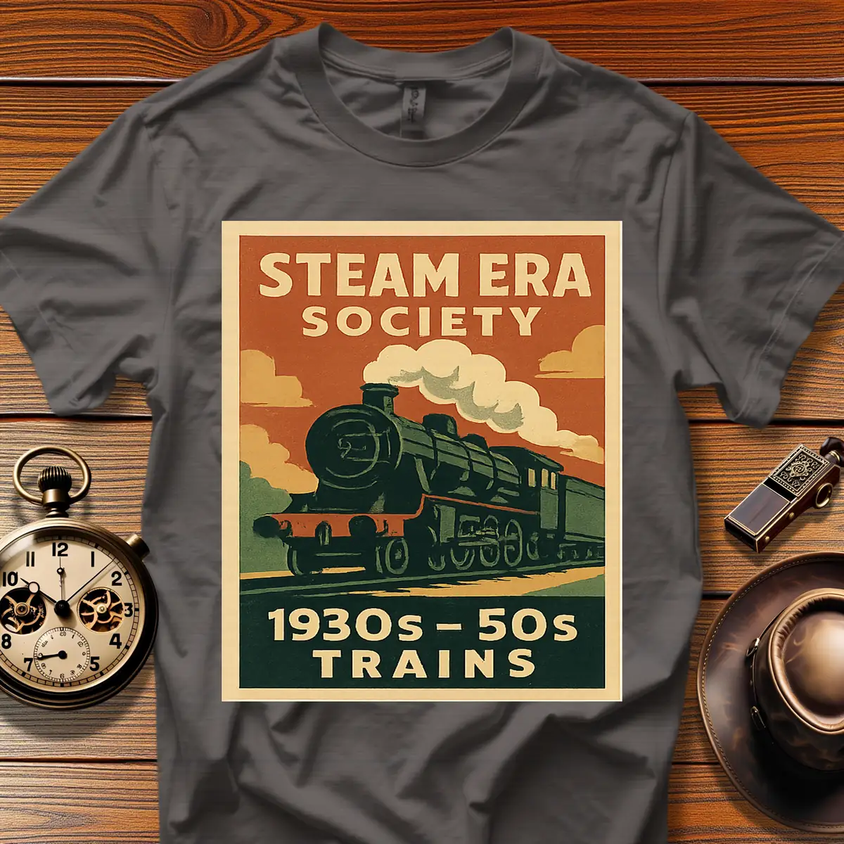 Steam Era Society™ Vintage Train Tee (1930s–50s) Design 01