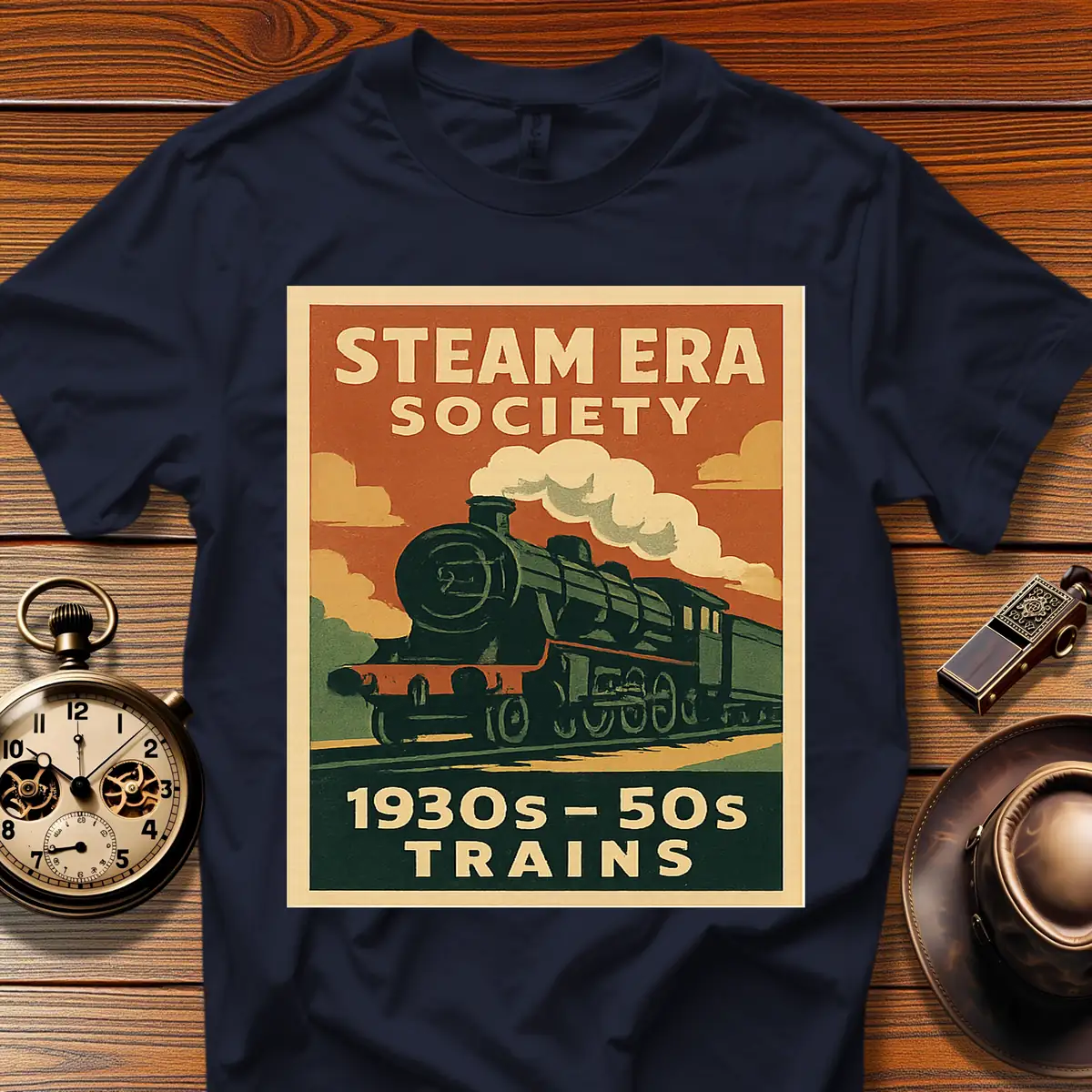 Steam Era Society™ Vintage Train Tee (1930s–50s) Design 01