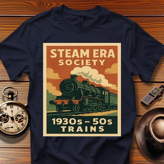 Steam Era Society™ Vintage Train Tee (1930s–50s) Design 01