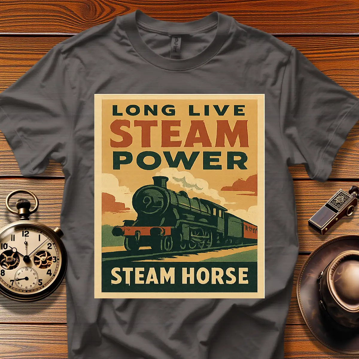 Steam Era Society™ Vintage Train Tee (1930s–50s) Design 03
