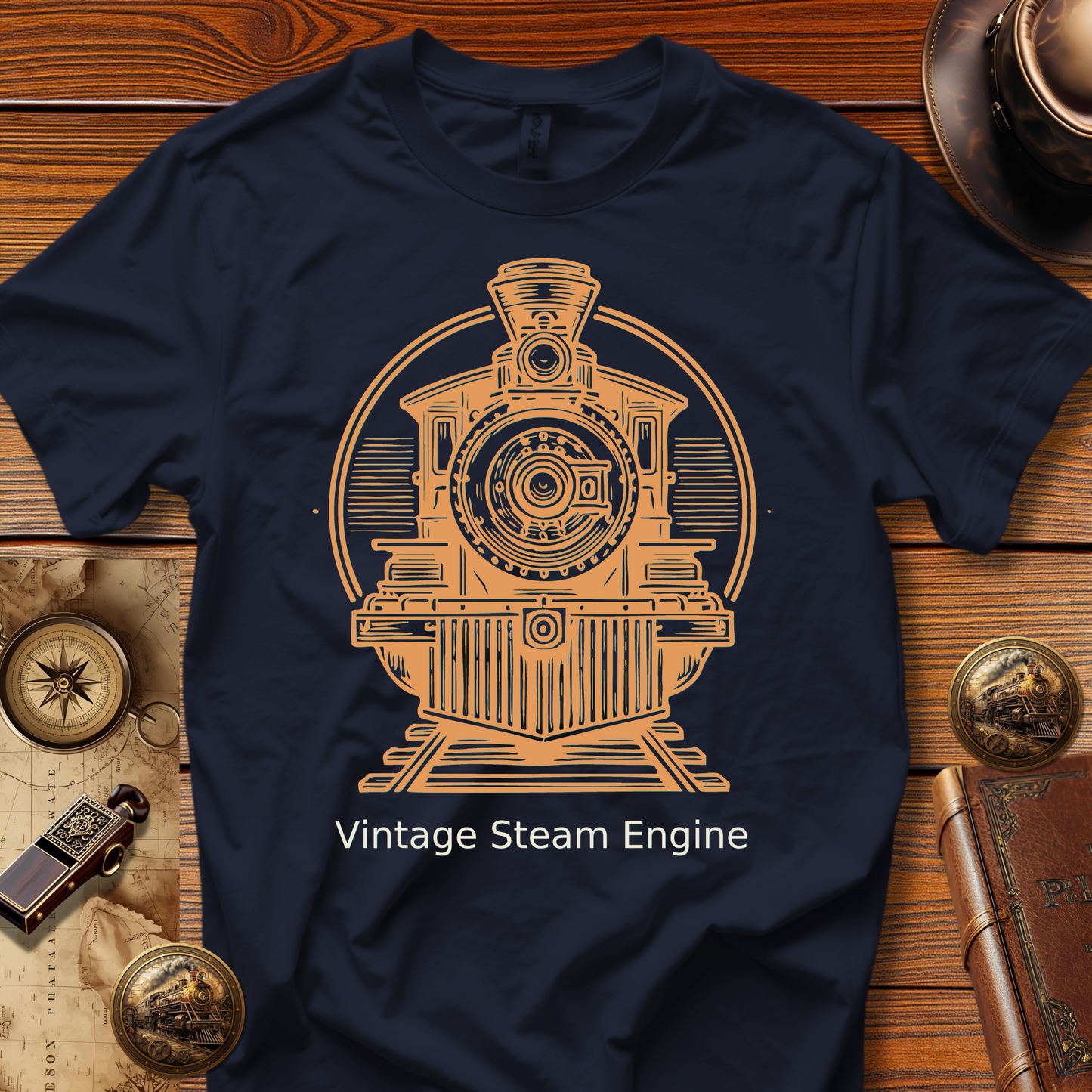 Vintage Steam Locomotive Art - Pine Valley (Design 26B) | Retro Railroad T-Shirt