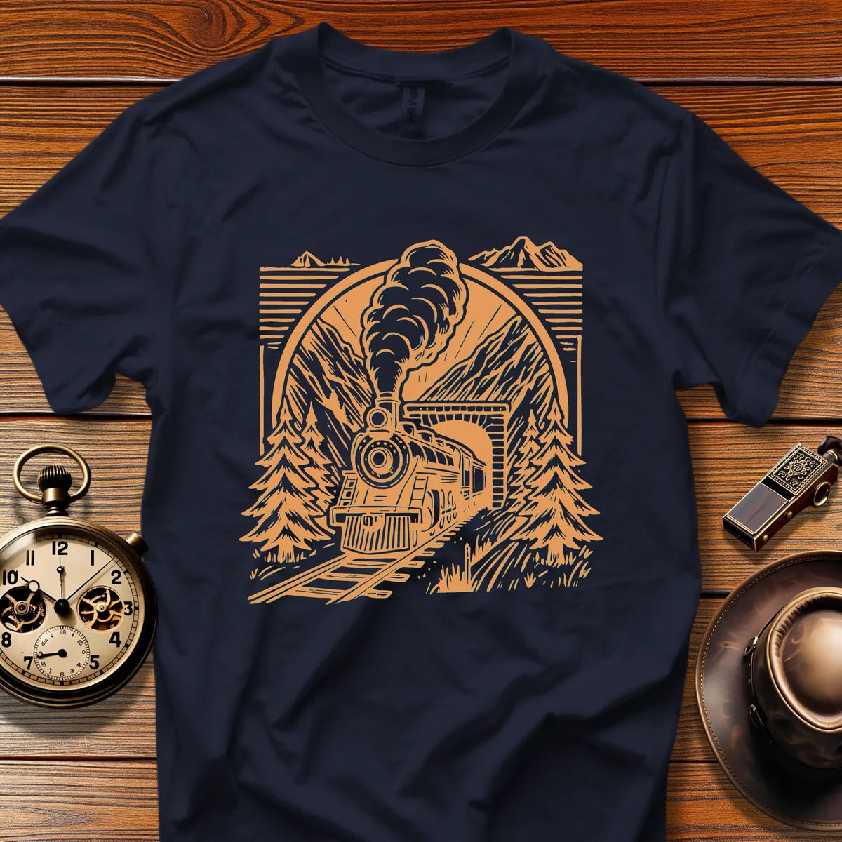 Roundhouse Crew - Mountain Crest (Design 12) | Retro Railroad T-Shirt