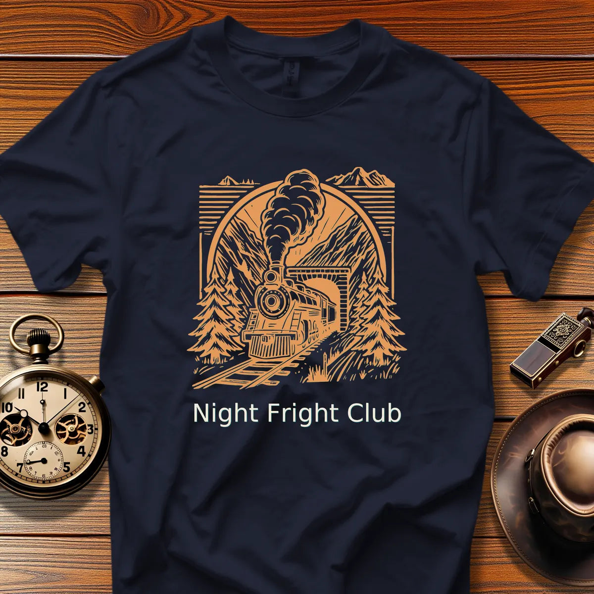 Night Fright Club - Mountain Crest (Design 12) | Retro Railroad T-Shirt