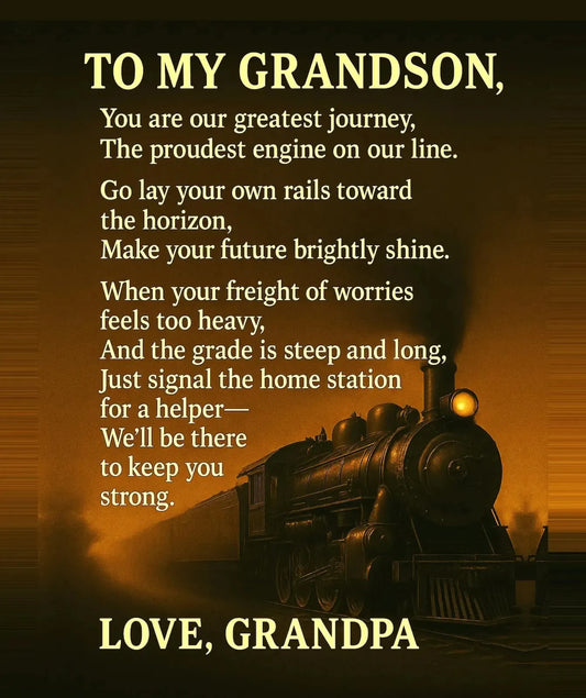 To My Grandson from Grandpa - Warmth of Love Sherpa Fleece Blanket Design 01