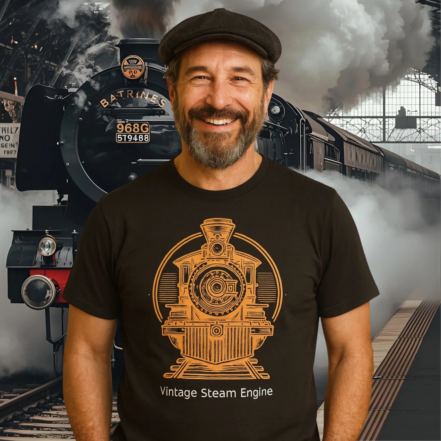 Vintage Steam Locomotive Art - Pine Valley (Design 26B) | Retro Railroad T-Shirt